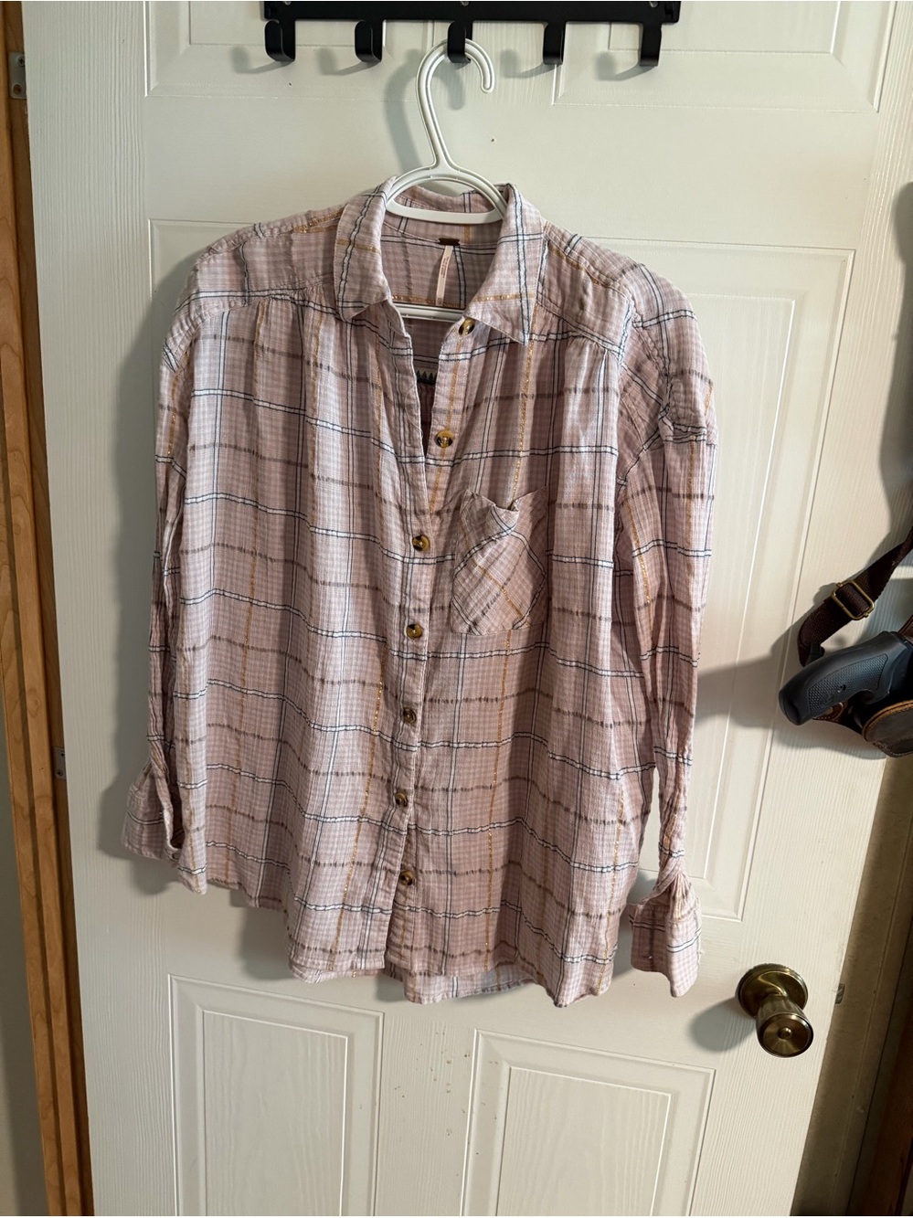 Free People Break My Stride Plaid Button-Down – XS – NWOT – $55